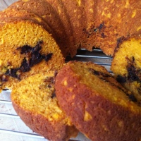 Pumpkin Cake Exotica with Dark Chocolate, Chili and Dried Plum Filling